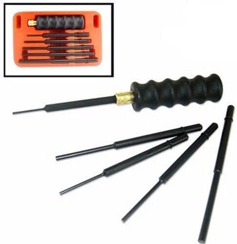 ARC-POWER for 5 Piece Professional Interchangeable Steel Metal Pin Punch Tool Set Kit with Han