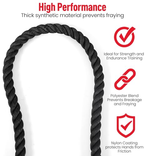 Ultrasport Battle Rope, Seillänge 15 Meter, 3,8 cm Durchmesser, hochwertiges Schlagseil für Kraftausdauer und Muskelaufbau, Schwungseil für effektives Ganzkörpertraining und Functional Training