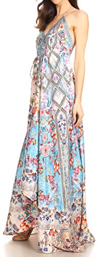 Image of Sakkas Lizi Womens Maxi High-Low Halter Handkerchief Long Dress Beach Party