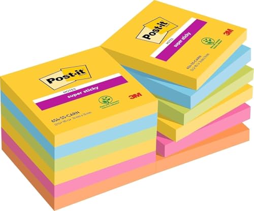 Notes Autocollantes Super Sticky de 76x76mm en bloc pour liste de tâches