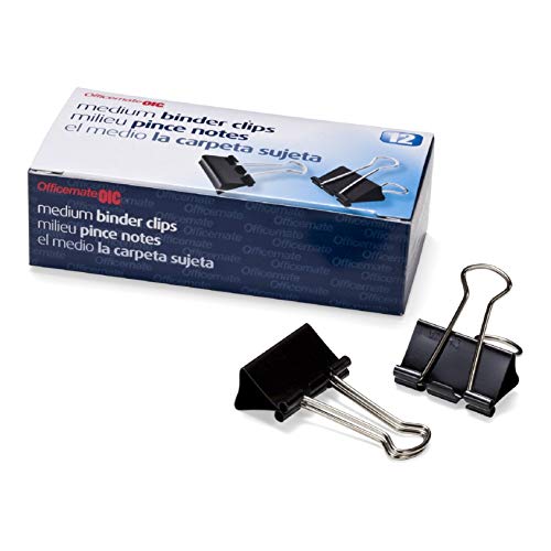 Clips para carpetas Officemate 144 piezas tamaño mediano negro para clasificar folios y documentos