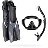 Cressi Snorkeling Set- Short Adjustable Fins, Silicone Mask, and Dry Snorkel- Compact for Travel- Adventure Set- Designed in Italy