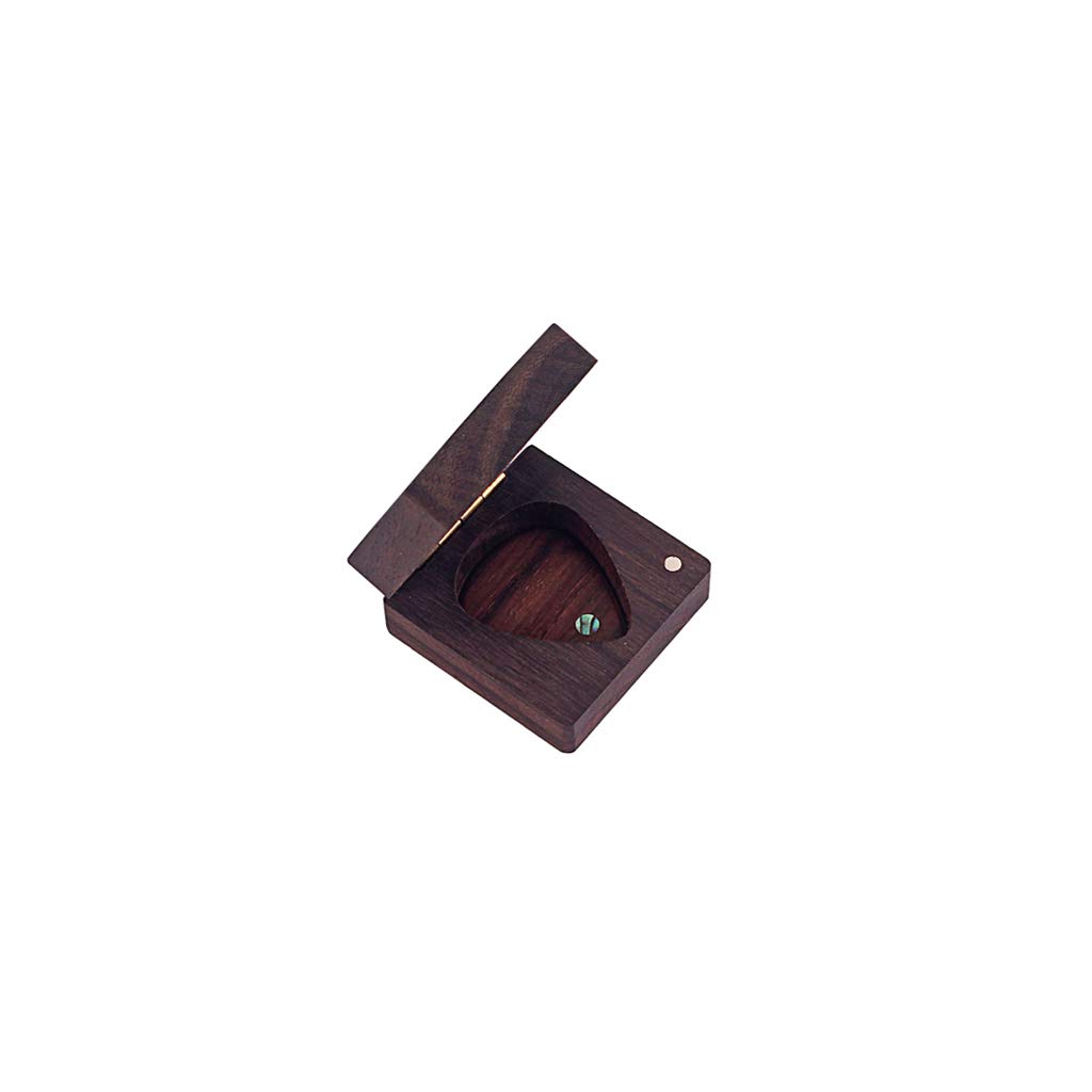 Alnicov Boîte de rangement en bois pour médiator de guitare en forme de cœur avec 1 médiator en bois, marron