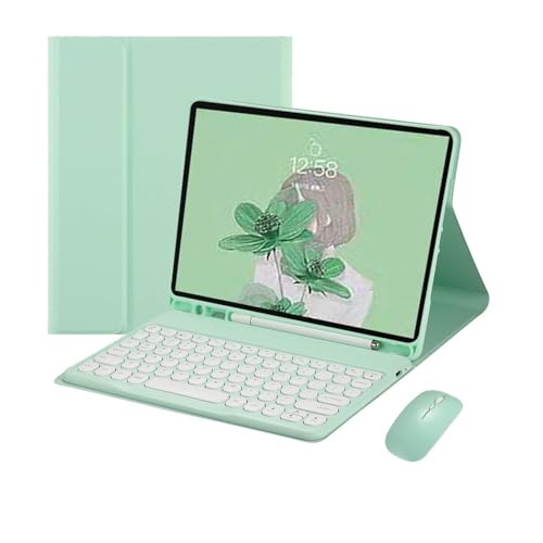 Funda teclado Samsung Galaxy Tab S9 X710 con ratón inalámbrico y soporte de piel menta