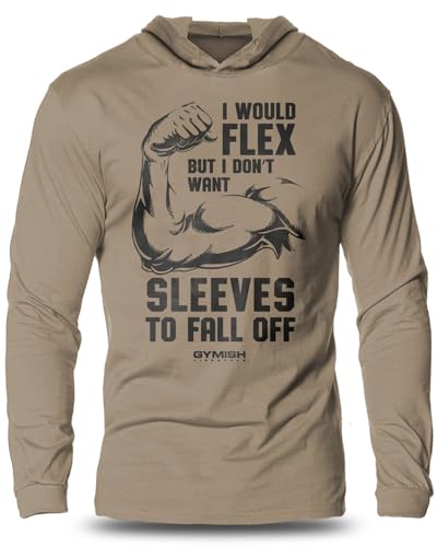 Long Sleeves I Would FLEX Hooded Workout Gym Shirt Funny Men T-Shirt Lightweight
