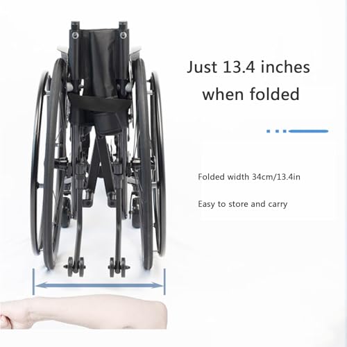 Silla de ruedas deportiva todo terreno, ultraligera, plegable con reposapiés ajustable, altura del asiento y frenos de mano para adolescentes, adultos y personas mayores