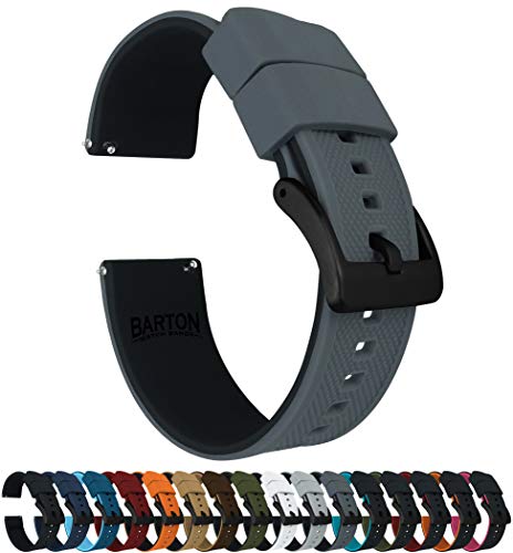 Image of 19mm Smoke Grey /Black - BARTON Elite Silicone Watch Bands - Black Buckle Quick Release