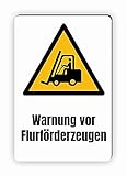 Warnzeichen (W014) Warnung vor Flurförderzeugen - Eckiges Warnschild mit Text - Warnschild mit Text - nach DIN EN ISO 7010