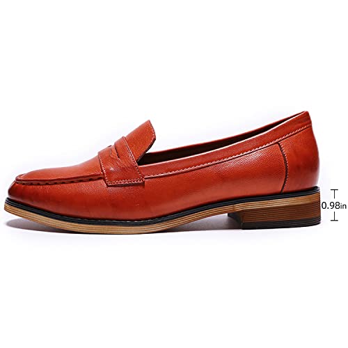 Image of Mona flying Women's Classy Leather Penny Loafer Dress Casual Slip on Flat Office Work Shoes for Ladies