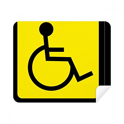 Warning Symbol Yellow Black Disabled Person Square Cleaning Cloth Screen Cleaner 2pcs Suede Fabric