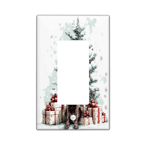 Placa decorativa para interruptor de luz de Navidad con puntero alemán de pelo corto, 1 banda, balancín individual, regalos de árbol, placa frontal eléctrica para decoración de cocina, baño, placa de