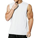MEETYOO Men’s Tank Top, Sleeveless Tops Quick Dry Tank T Shirt Vest Top for Running Gym Sport Fitness White