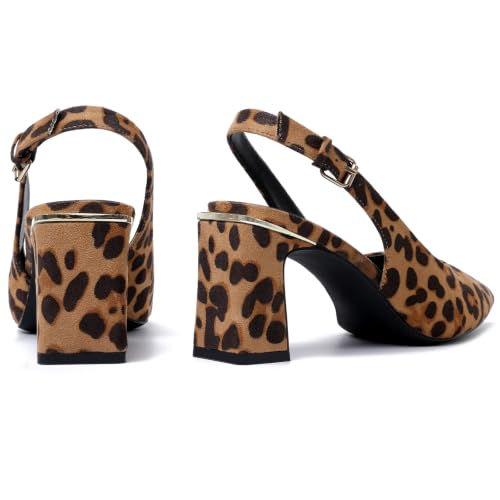Image of Mostrin Kitten Heels for Women Pointed Toe Pumps Patent Leather Low Heel Slingback Heels with Buckle Dress Shoes for Dating Party Working
