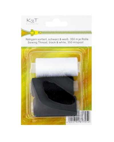 TSI 81725 Nähgarn, Polyester, schwarz/weiß, 7 x 3 x 3 cm