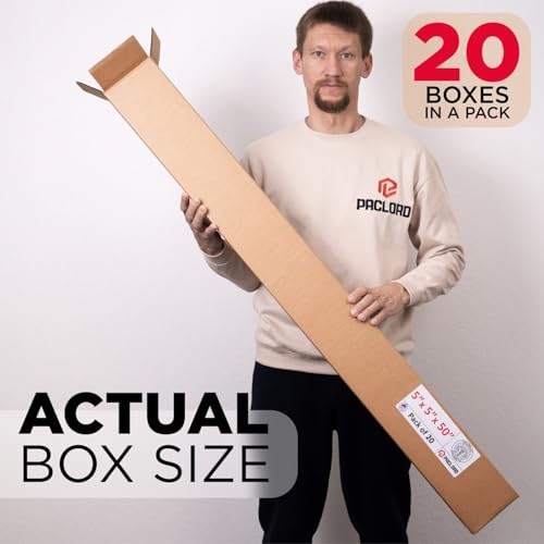 Image of Tall Cardboard Boxes 5 inchL x 5 inchW x 50 inchH (Pack of 20) - USA-Made Packing Boxes for Moving, Shipping, or Storage - USPS, UPS, FedEx Approved - Professional Packing Supplies for Moving | USA-Made Packing Boxes for Moving, Shipping, or Storage - USPS, UPS, FedEx Approved - Professional Packing Supplies