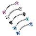 Jovivi 5pcs 16G Stainless Steel 3mm Clear Cubic Zirconia Internally Thread Curved Barbell Eyebrow Tragus Ring Piercing Jewelry 3/8