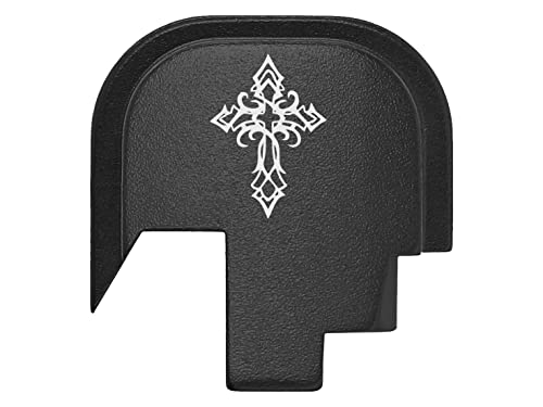 Ndz Performance Rear Slide Cover Plate For Smith & Wesson M&P Shield, M2.0, Shield Plus 9Mm .40 S&W Laser Engraved Aluminum In Black - Tribal Cross #TOP20