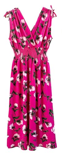 Image of Plum Feathers Casual Smocked Dress, Exotic Print Maxi /Midi Dress, V Neck, Plus & Regular Sizes, Maternity /Nursing Dresses