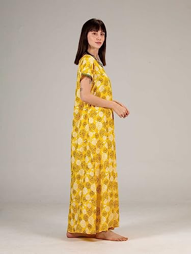 Image of Evolove Women's Viscose Liva Long Maxi Night Gown Nighty Dress with Pocket, Super Soft Comfortable (LNG-Rayon)
