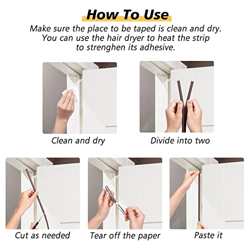 Image of SUNMON Door Seal Strip 10M D Type Door Sound Insulation Self Adhesive Foam Seal Strip for Door and Window Brown