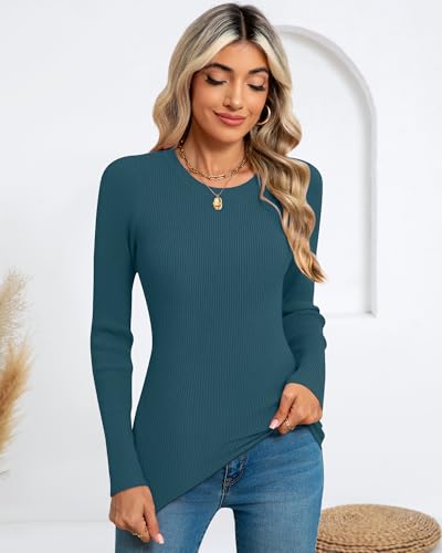 Ficerd 3 Pack Women's Sweaters Crewneck Long Sleeve Ribbed Knit Sweater Slim Fit Pullover Tops Basic Sweater3