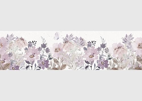 AG Design Bordure Autocollante Fleur Violette À L'Aquarelle, AWB 8482 | Décoration Étanche pour Murs, Meubles, Papiers Peints, Revêtements Muraux et...