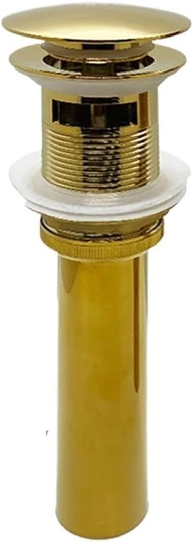 Waschbeckenstöpsel auswechseln, 8 Farben Badezimmer Pop Up Abflussrohr Kits Waschbecken Abfall Stopper Ventil Waschbecken Wasser Kopf Undichten Stopper Set Gunmetal Grau Weiß(Golden Overflow)