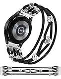 W-RARA Beaded Bracelet Compatible with Samsung Galaxy Watch 5/4 40mm 44mm/Watch 4 Classic 42mm 46mm/Active 2 40mm 44mm/Watch 3 41mm Bands, 20mm Premium Nylon Elastic Stretchy Boho Cute Stylish Solo Loop Strap for Women