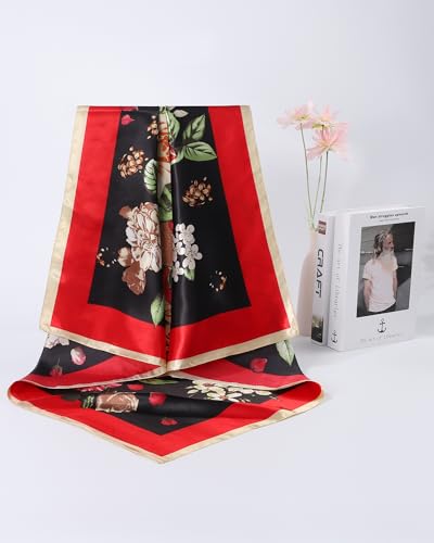 CHLINS 4 PCS Head Scarf for Women Satin Hair Scarf Large Silk Feeling Scarf Neck Scarves for Hair Wrapping 35 Inches4