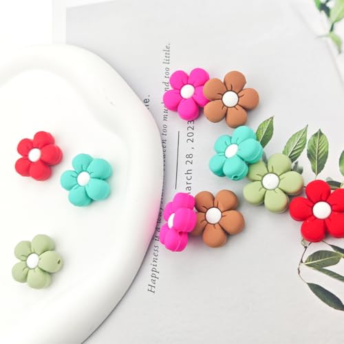 Image of 10 Pack Flower-Shaped Knitting Needle Point Protectors, Needle Stoppers, Multicolor, Knitting Accessories