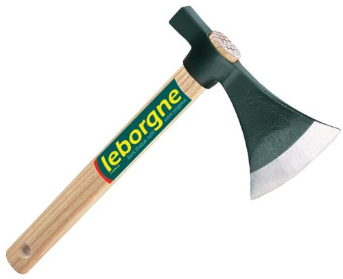 LEBORGNE - Hachette Manche Droit - Acier Forgé, Manche Bois Certifié PEFC - Ø 12 cm - 0,8 kg - Pour Travaux Jardin, Couper Petit Bois, Planter Clous, Installer Clôture