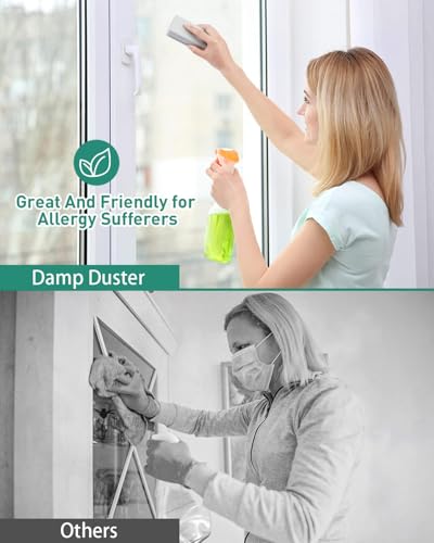 Image of Cuzenal Damp Duster,Magical Dust Cleaning Sponge Baseboard Cleaner Duster Sponge Tool,Reusable Dusters for Cleaning Blinds,Vents,Ceiling Fan,and Cobweb,Lock Dust,No Dust Flying and Spreading,Grey