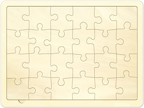 Blank Puzzle with 24 Pieces, Each Piece is Unique, Blank Wooden Jigsaw Puzzles with Tray for Crafts & DIY, Make Your Own Puzzle 11.7x8.8 Inches 1 Pack