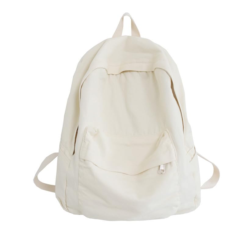 NEXT STOP M Backpack Y2k Backpack Canvas Backpack for Men College Backpacks for Women (White)