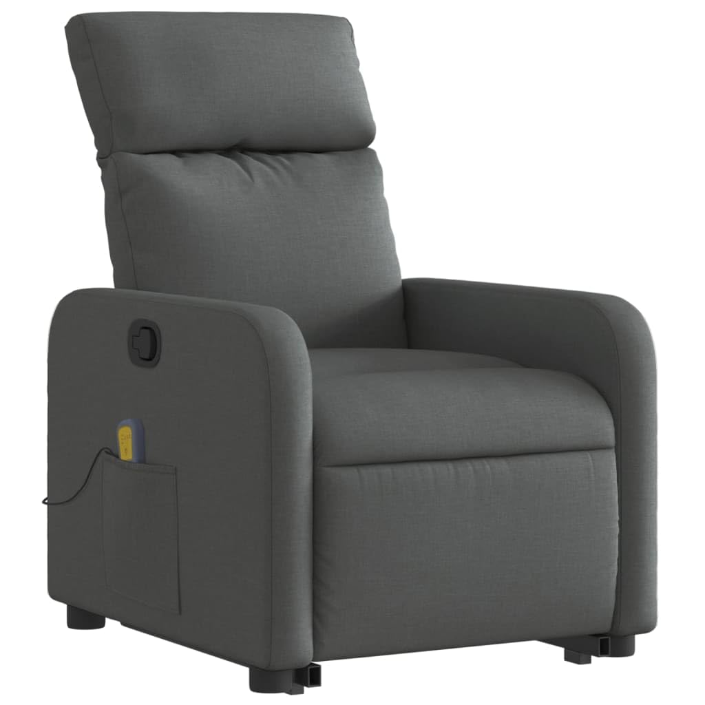 IKAYAA Sillón Reclinable de Masaje Con Función Auto-Ayuda (Levanta Personas), Relax Eléctrico, Tela, Gris Oscuro