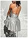 WDIRARA Women's Metallic Criss Cross Backless Cowl Neck Flare Sexy Party Mini Dress Silver Small