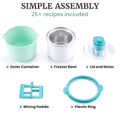 Image of Elite Gourmet EIM1750 Self-Churning Electric 1Qt. Ice Cream Maker, Homemade Ice Cream, Gelato, Sorbet & Frozen Yogurt in Under 20 Minutes, No Ice or Salt Needed, 25+ Recipes Included, Mint