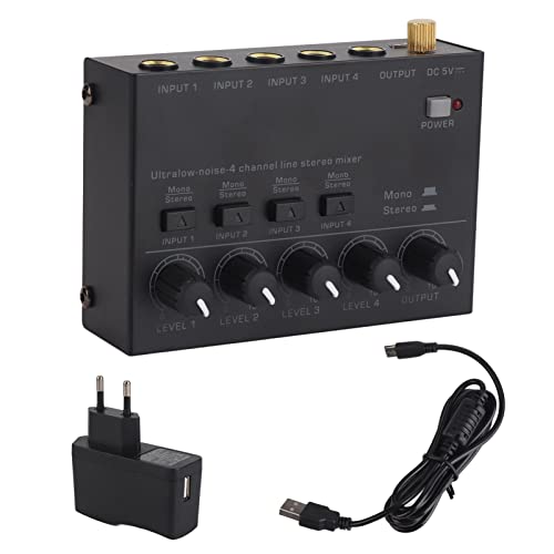 Amplificador de Fone de Ouvido de 4 Canais, Alta Qualidade de Som, Mixer de Linha de 4 Canais para E