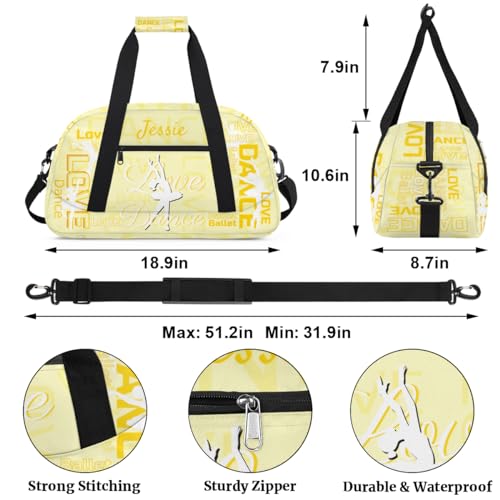 Yellow Dance Bag for Girls Personalized Ballet Duffel Bag for Girls Dancer Small Luggage Bags with Name Dancing Bag Custom Gym Bag Travel Tote Bag for Dancers2