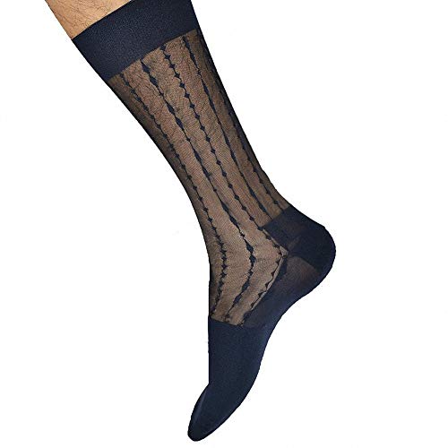 Goobester Men's Business Dress for Sheer Formal Wear Suit Transparent Stripe Socks