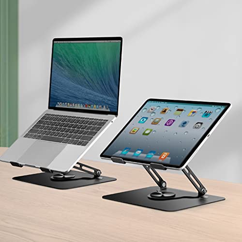 Soporte for computadora portátil con base giratoria y soporte de metal plegable 4