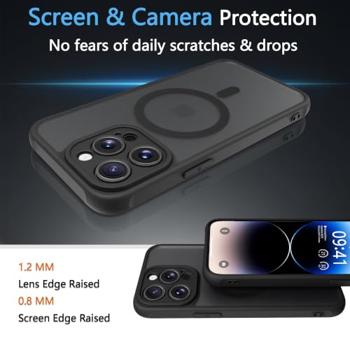 Image of for iPhone 13 pro Case [Compatible with Magsafe]Translucent Matte Phone Cover, [10 FT Military Grade Drop Protection] Slim Durable Shockproof Protective Bumper (Black Magnetic, iPhone 13 pro)