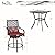 PHI VILLA 5 Piece Outdoor Bar Furniture Set, Counter-Height Patio Bistro Table & Swivel Bar Stools Chairs with Red Cushion for Garden, Backyard, Deck