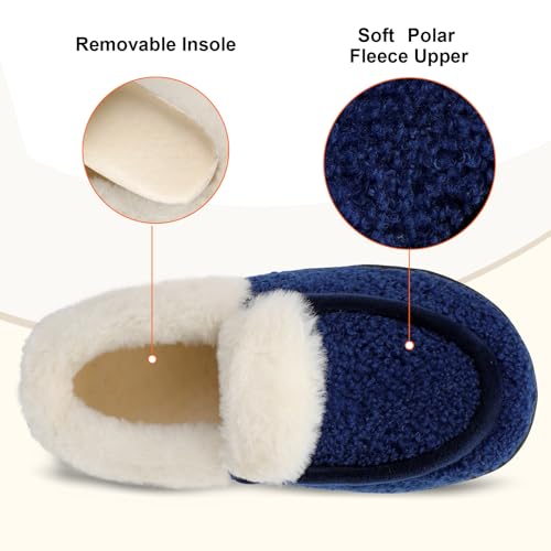 BARERUN Womens Slippers Fuzzy Collar Slipper Boots for Women Wide Toe House Shoes Moccasin Camping Travel Slippers with Hard Rubber Sole Indoor/Outdoor2