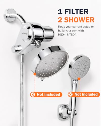 Frizzlife K45 Dual-Outlet Shower Filter, Keeps Existing Fixed and Handheld Shower Heads, Both Showerhead Get Filtered Water, KDF-55 and Calcium Sulfite, Reduces Chlorine, High Flow,Heads Not Included - image 2