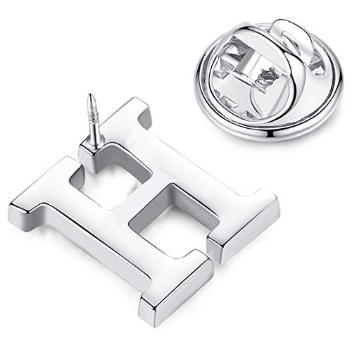 Image of HONEY BEAR Initial Alphabet Letter Lapel Pins Collar Badge Brooches for Mens /Womens Shirt Dress Decoration Silver