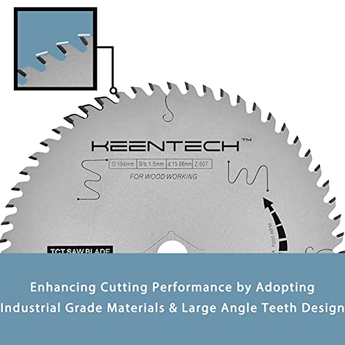 Keentech 7-1/4 Inch 60-Tooth Carbide Industrial Grade Circular Saw Blade With 5/8 Inch Arbor For Miter Saws&Table Saws (Kt18406001) #TOP3