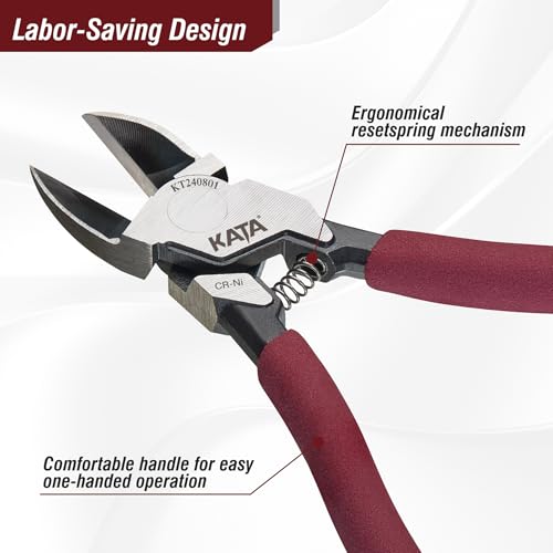 Image of KATA 6 Inch Premium Wire Cutters, Flush Cut Side Cutter for Home & Crafts | CR-V steel blade with thicker dipped grip for clean cuts on DIY, zip ties, sprues, soft wire, Jewelry making and 3D print