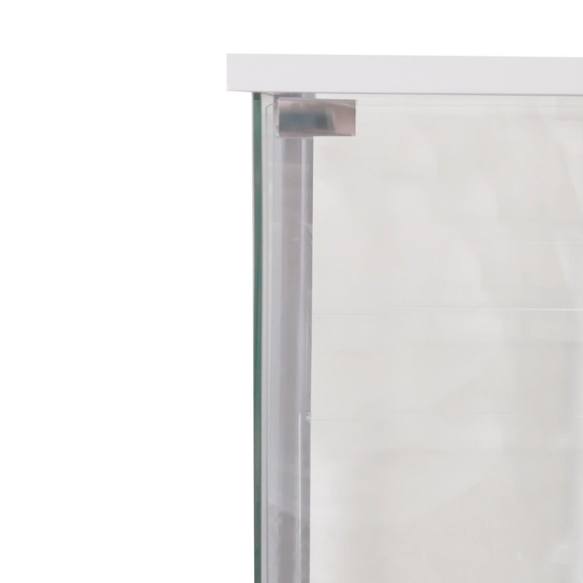 Bissolo Casa Vetrina Espositiva 1 Anta in Vetro Temperato Bianca 42,5x36,5x161 cm, Vetrinetta Soggiorno con 3 Ripiani in Vetro, Mobile Espositore per Collezionismo, Casa e Ufficio