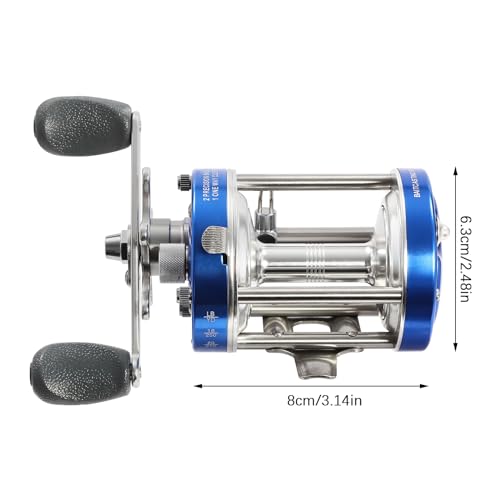 Round Baitcasting Reel Left Hand 2BB+1RB Fishing Baitcasting Reel 4.2:1 Gear Ratio Beach Casting Reel For Catfish Salmon Eel Striped Bass Tuna and Inshore and Deep Sea Fishing (Blue) - Image 6